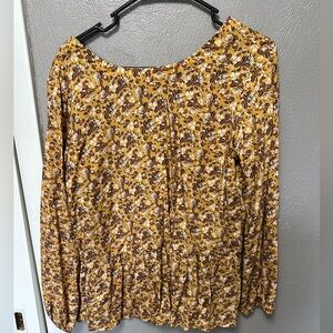 Patagonia Yellow and Brown Floral Long Sleeve Shirt